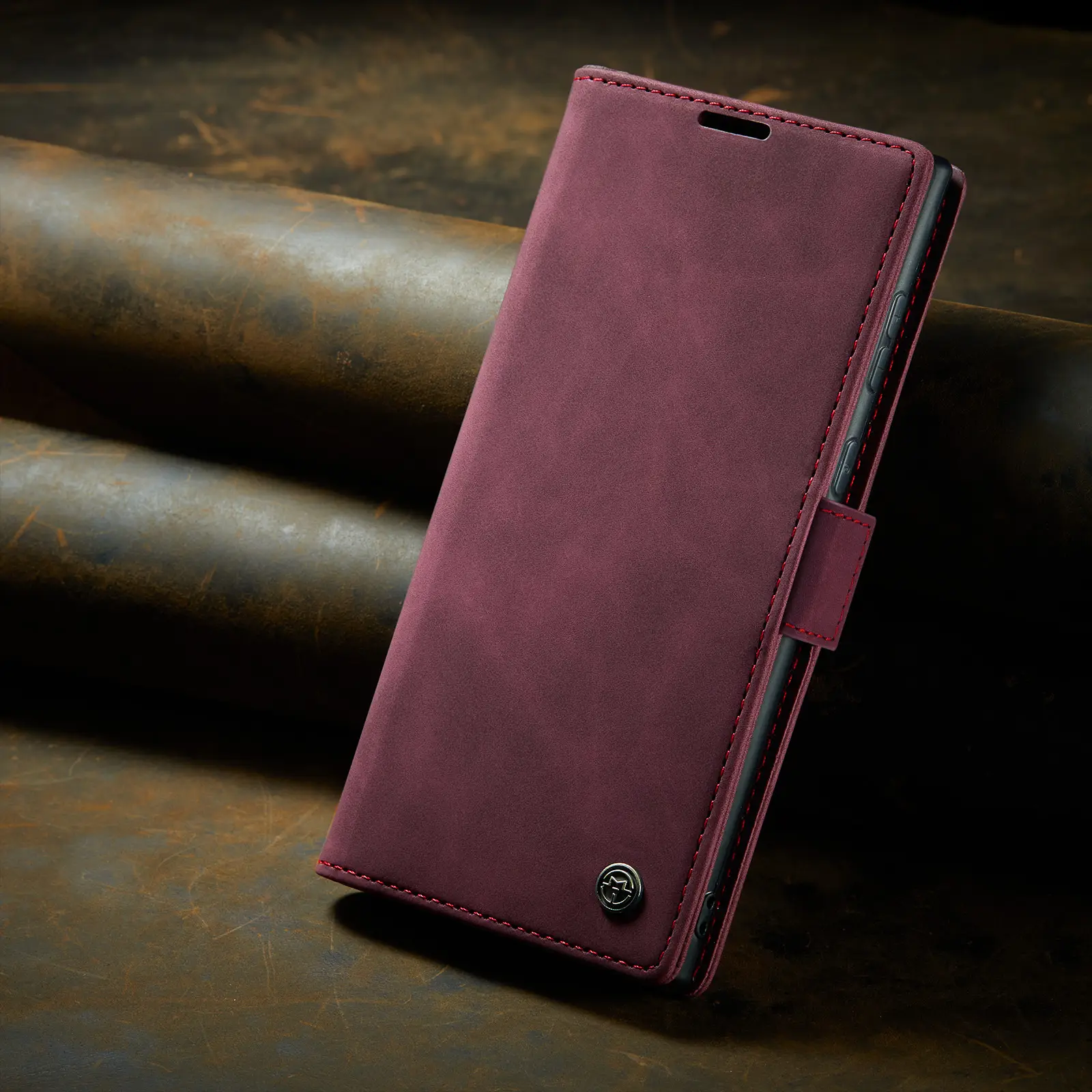 Brown Leather Flip Phone Case Drop Resistant — feature 32