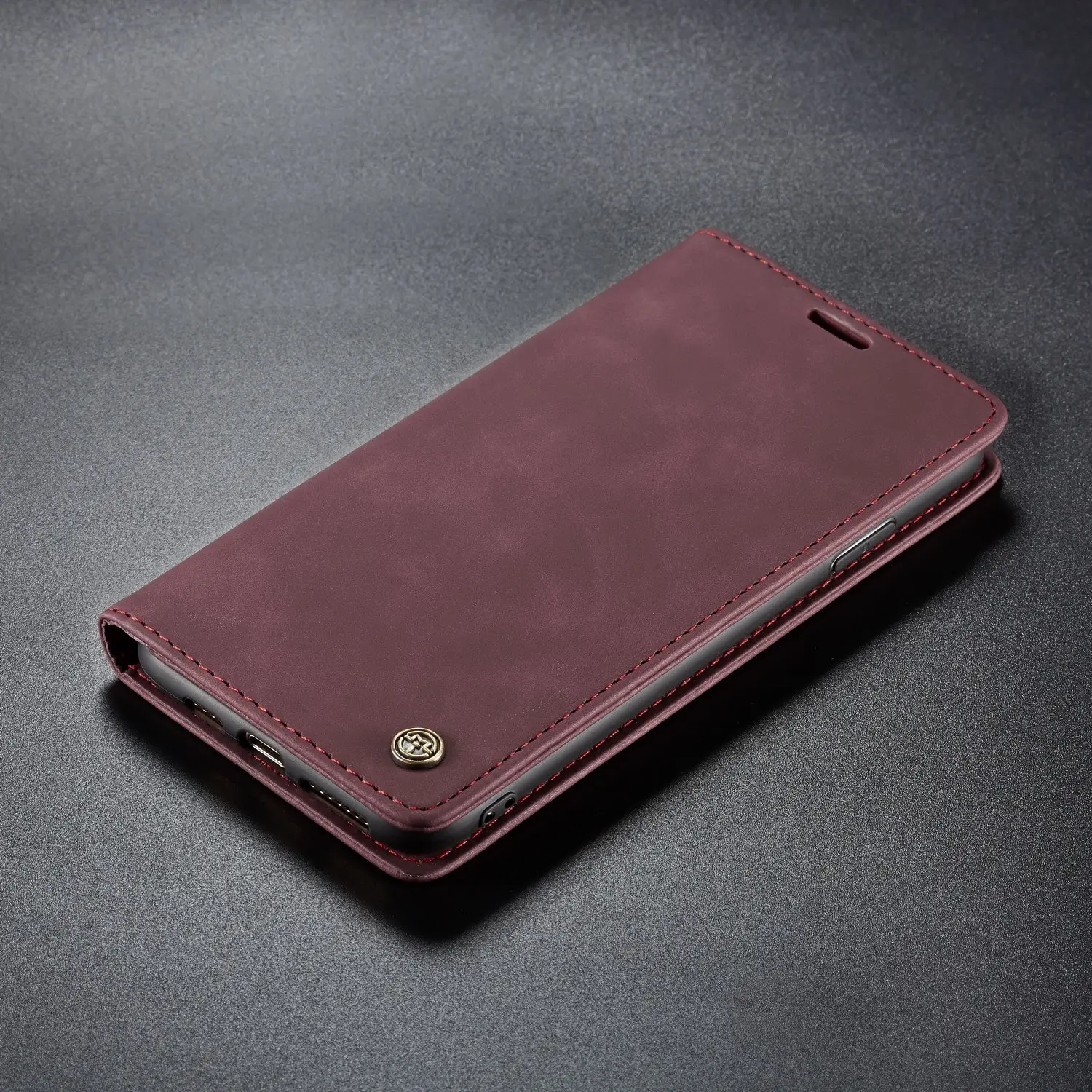 Brown Leather Flip Phone Case Drop Resistant