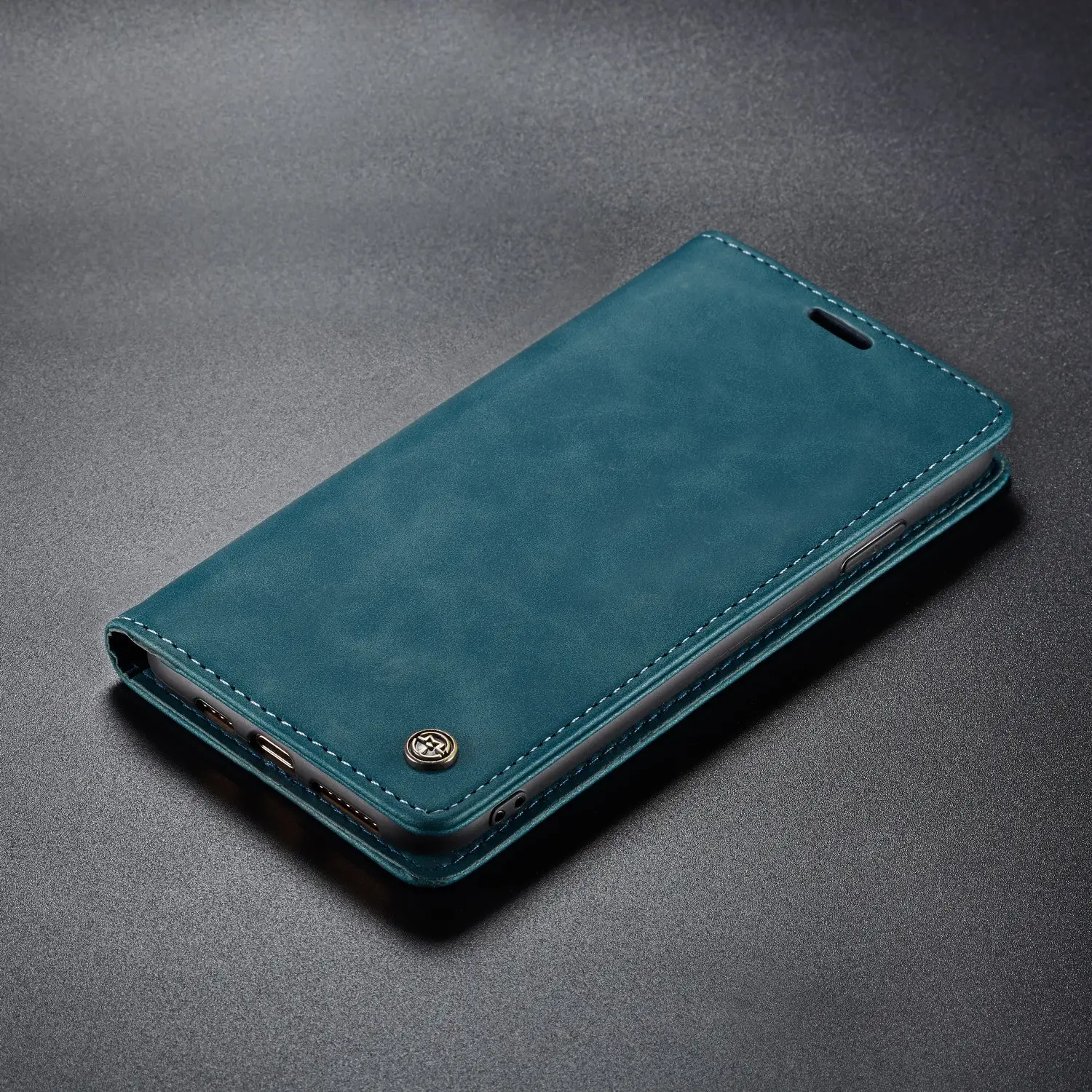 Brown Leather Flip Phone Case Drop Resistant