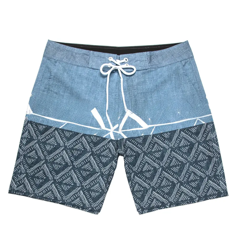 Men's Blue Printed Surf Shorts Waterproof Stretch Casual 5Pc - Image 3