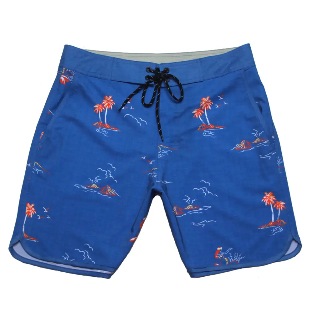 Men's Blue Printed Surf Shorts Waterproof Stretch Casual 5Pc - Image 19