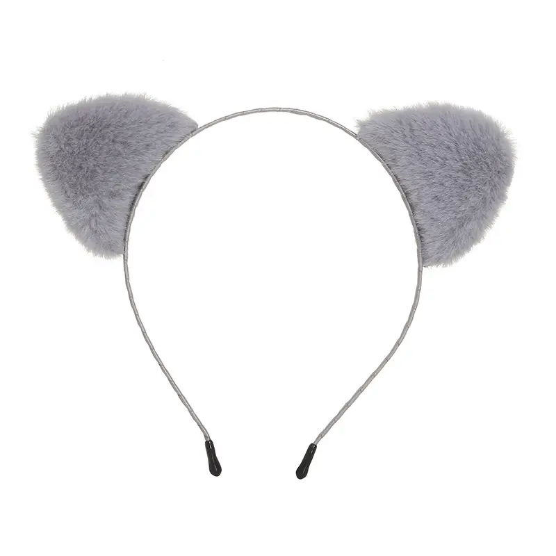 Cute Cat Ear Hairband with Plush Bear Ears White Base