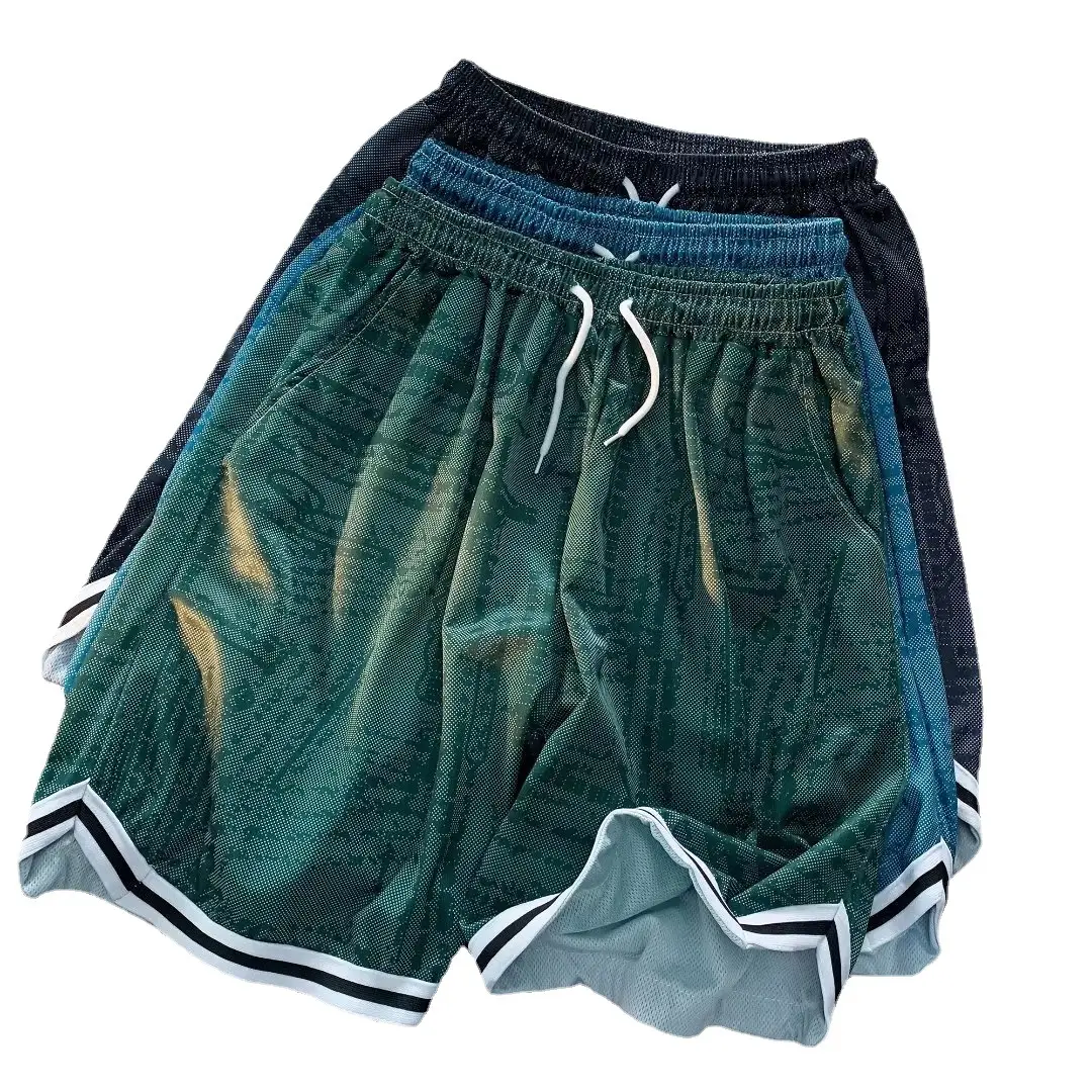 Men's Green Tie-Dye Ice Silk Shorts Summer Wear - Image 8