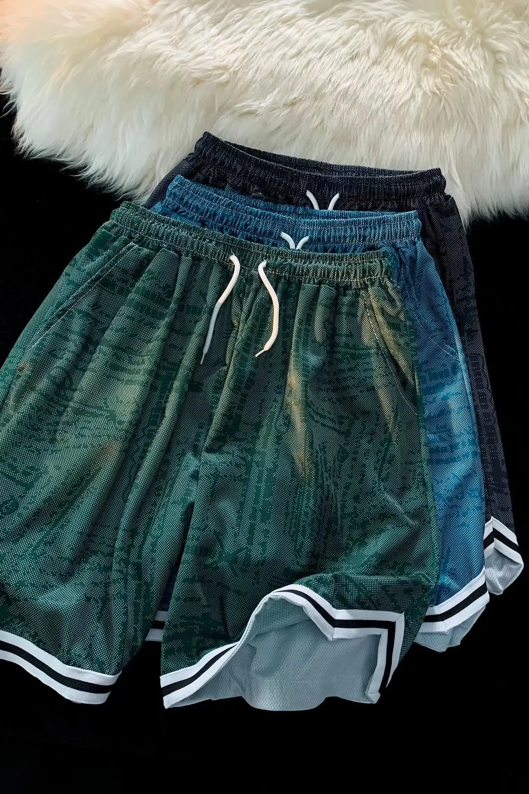 Men's Green Tie-Dye Ice Silk Shorts Summer Wear — feature 1