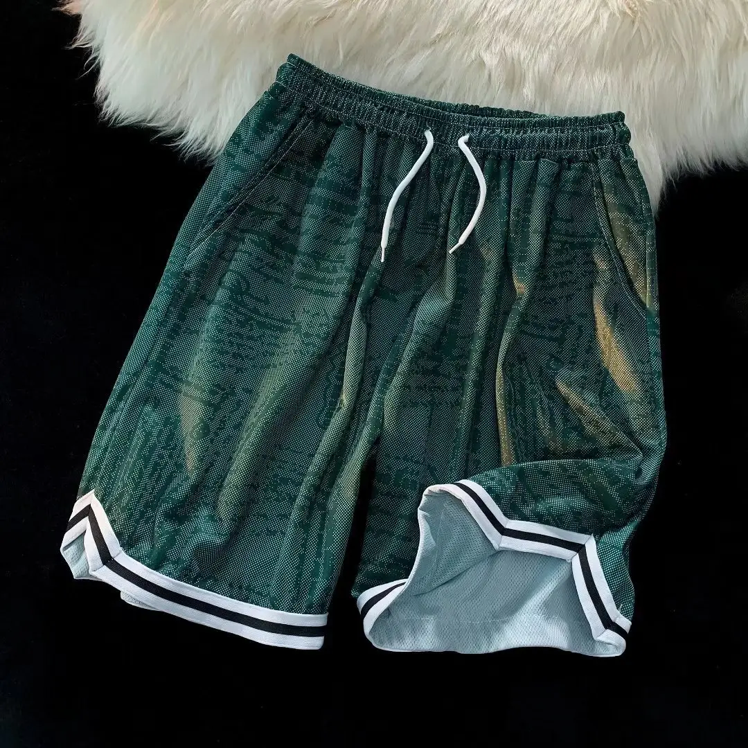Men's Green Tie-Dye Ice Silk Shorts Summer Wear — feature 10