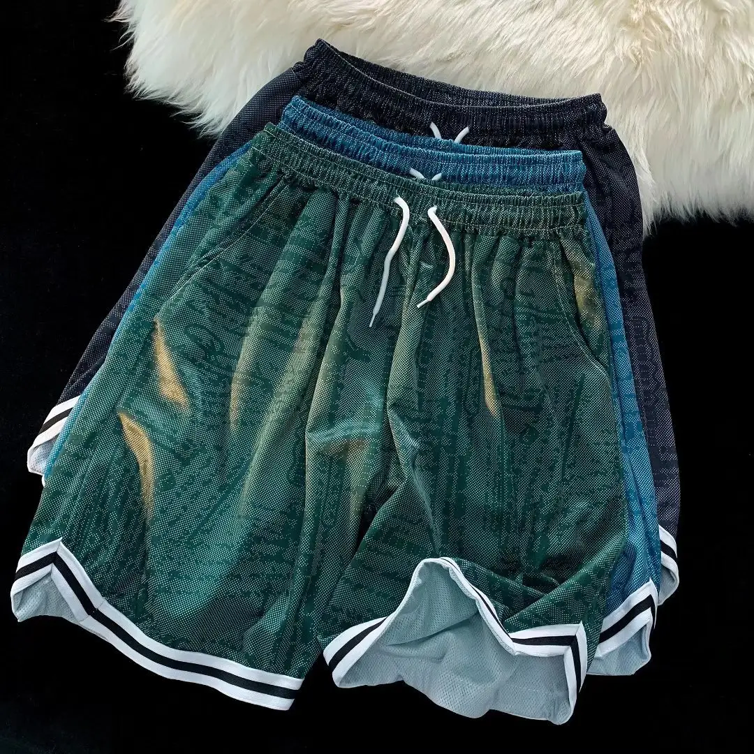 Men's Green Tie-Dye Ice Silk Shorts Summer Wear — feature 6