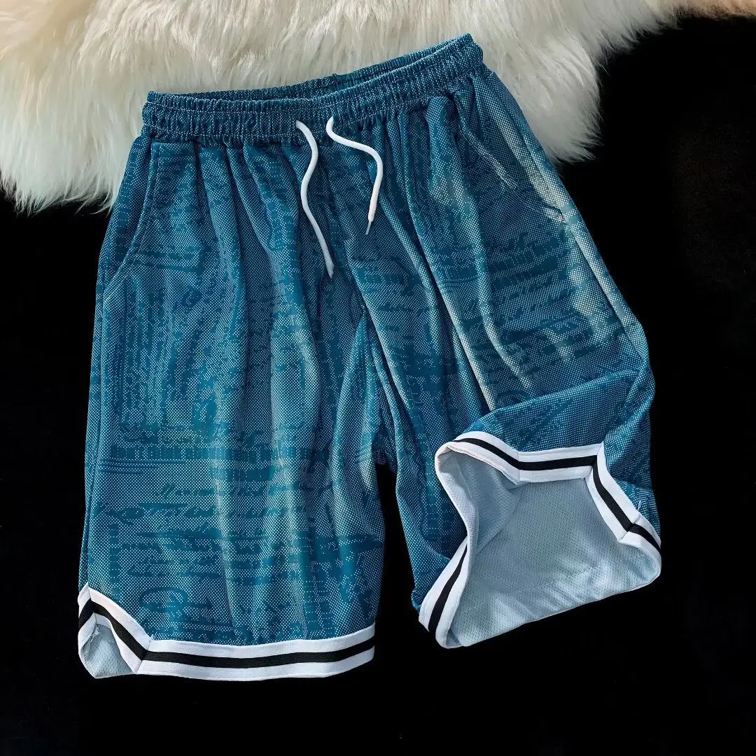Men's Green Tie-Dye Ice Silk Shorts Summer Wear - Image 2