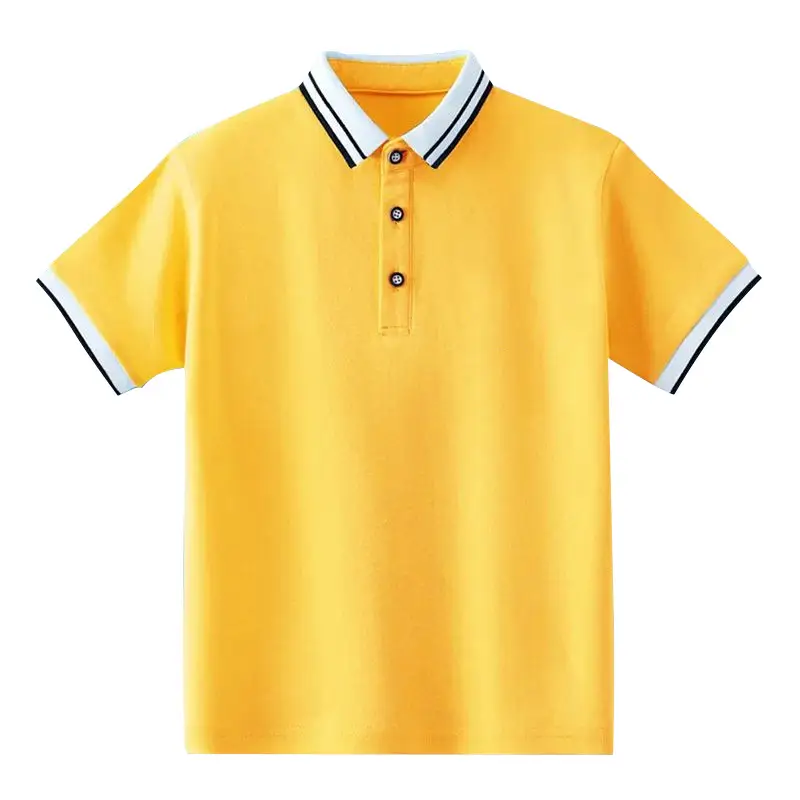 Yellow Boys Polo Shirt Medium Large All Cotton Summer - Image 8