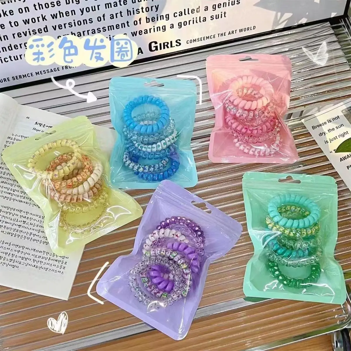Traceless Hair Bands for Girls Pink Crystal High Elastic