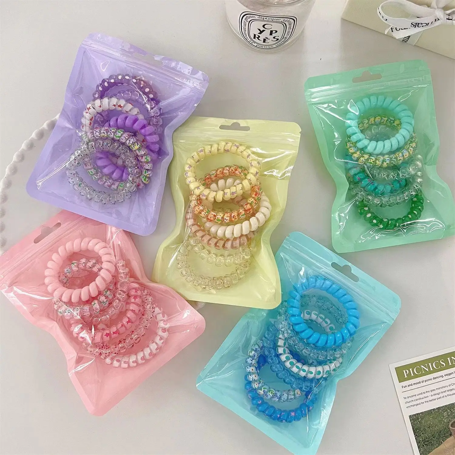 Traceless Hair Bands for Girls Pink Crystal High Elastic