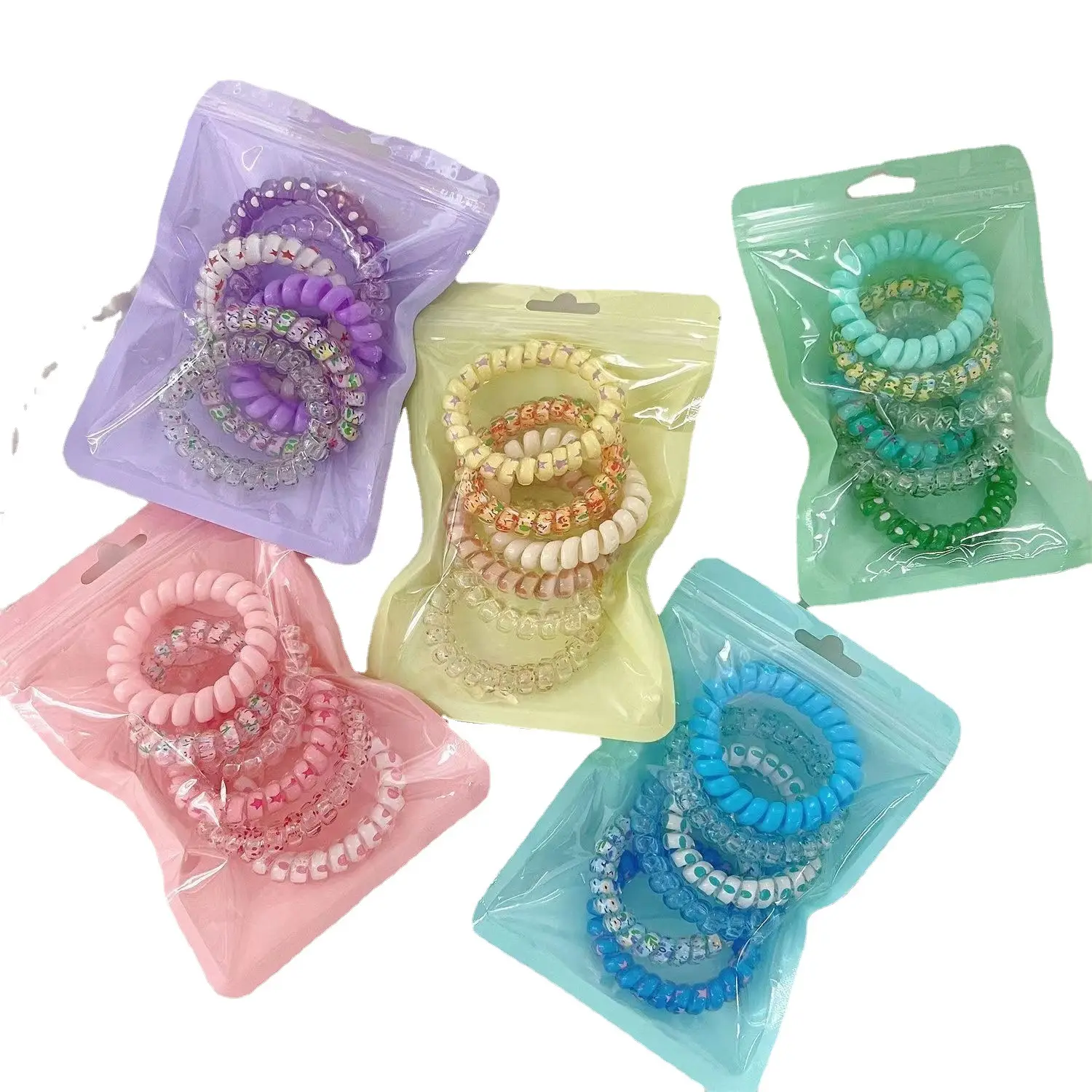 Traceless Hair Bands for Girls Pink Crystal High Elastic