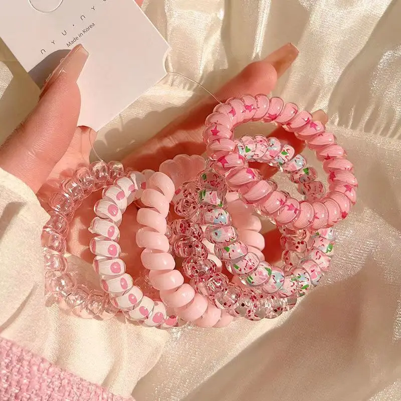 Traceless Hair Bands for Girls Pink Crystal High Elastic