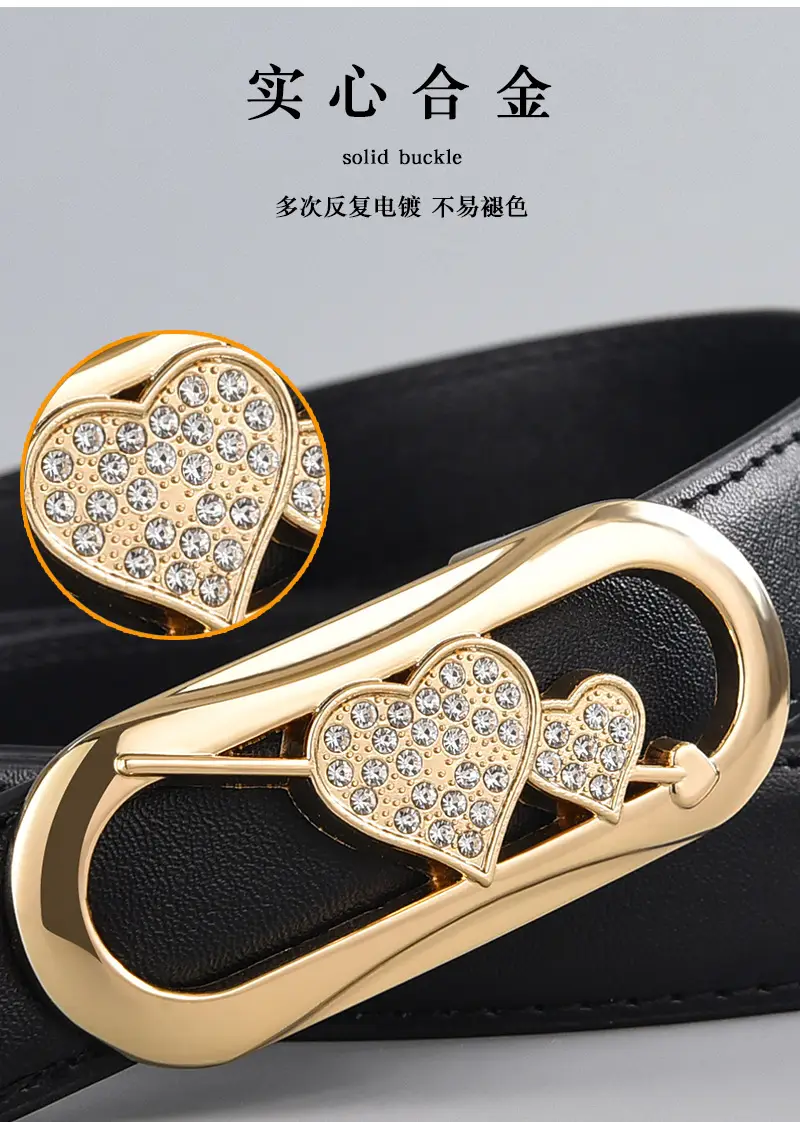White Heart-Shaped Leather Belt with Gold Buckle β feature 6