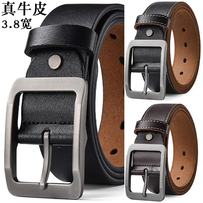 Men's Retro Leather Belt with Silver Buckle - Image 9