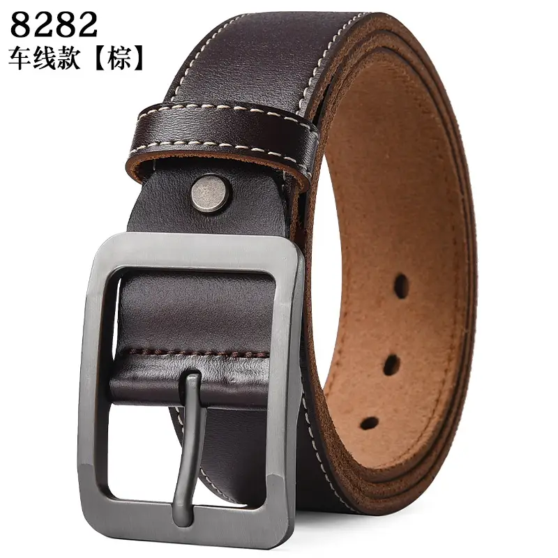 Men's Retro Leather Belt with Silver Buckle β feature 15
