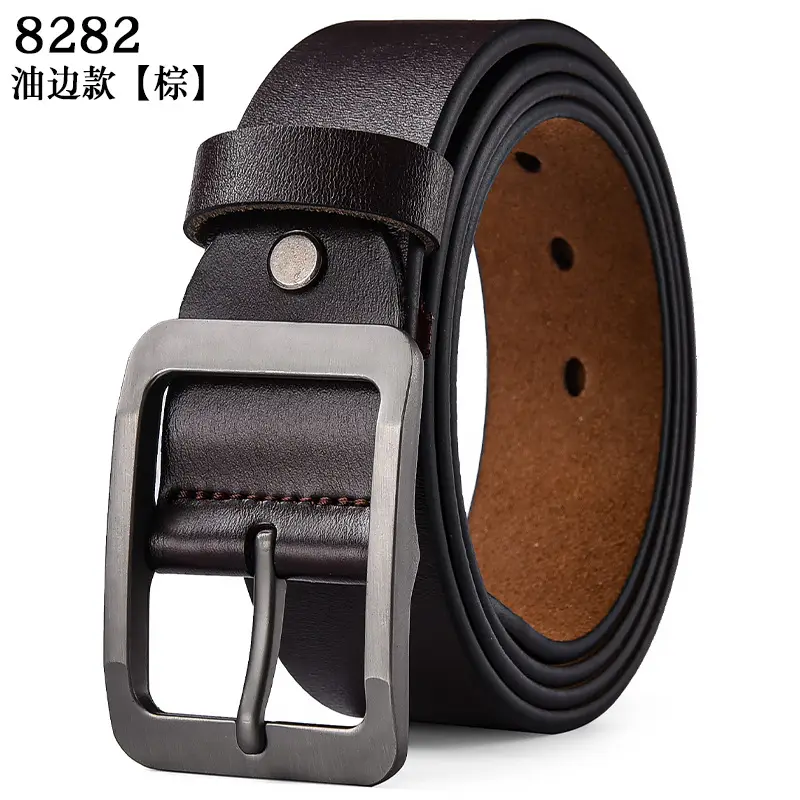 Men's Retro Leather Belt with Silver Buckle β feature 17