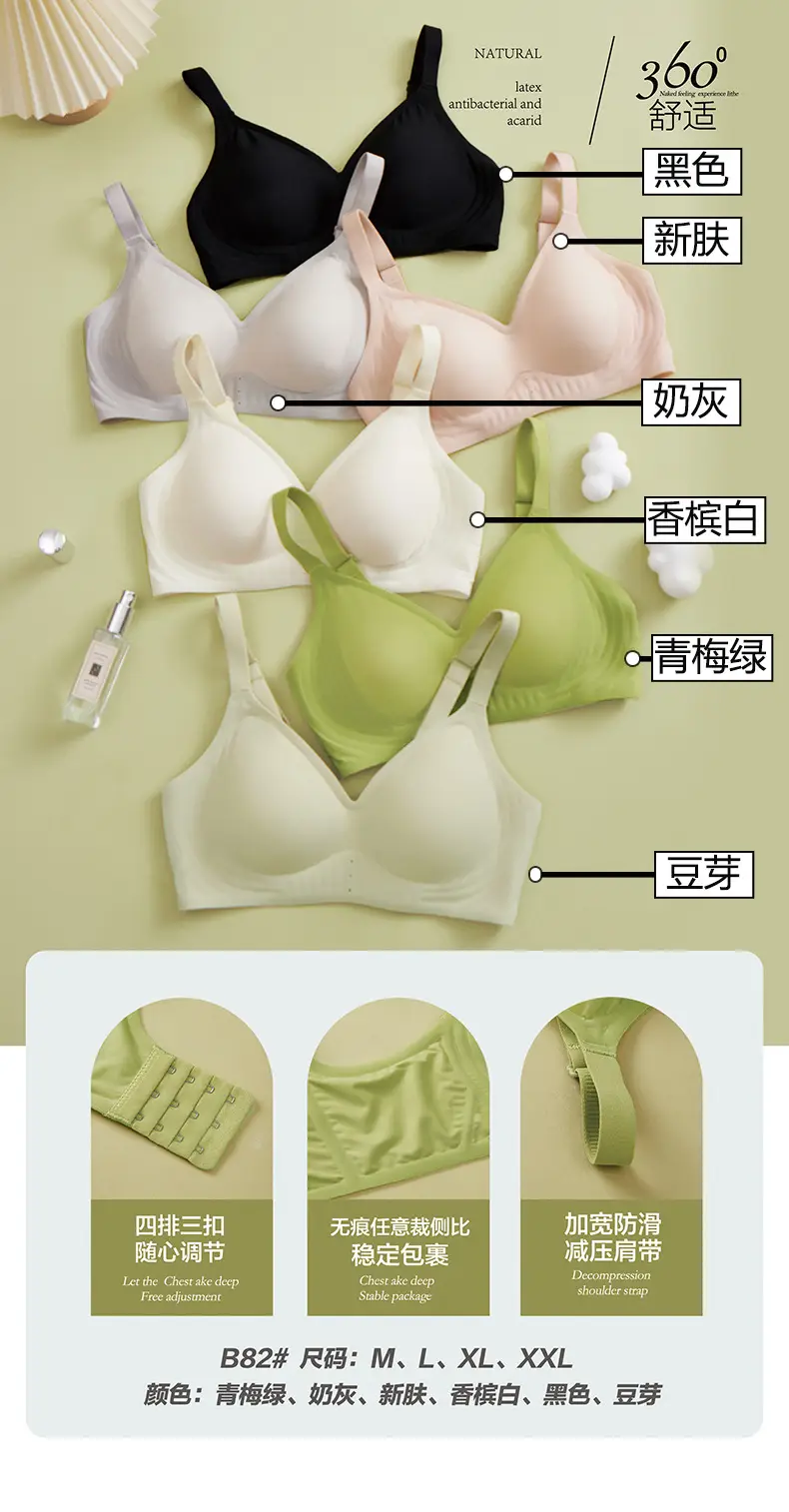 Naked seamless underwear women's jelly soft support breast anti-sagging adjustable non-steel ring ultra-soft thin bra — feature 21
