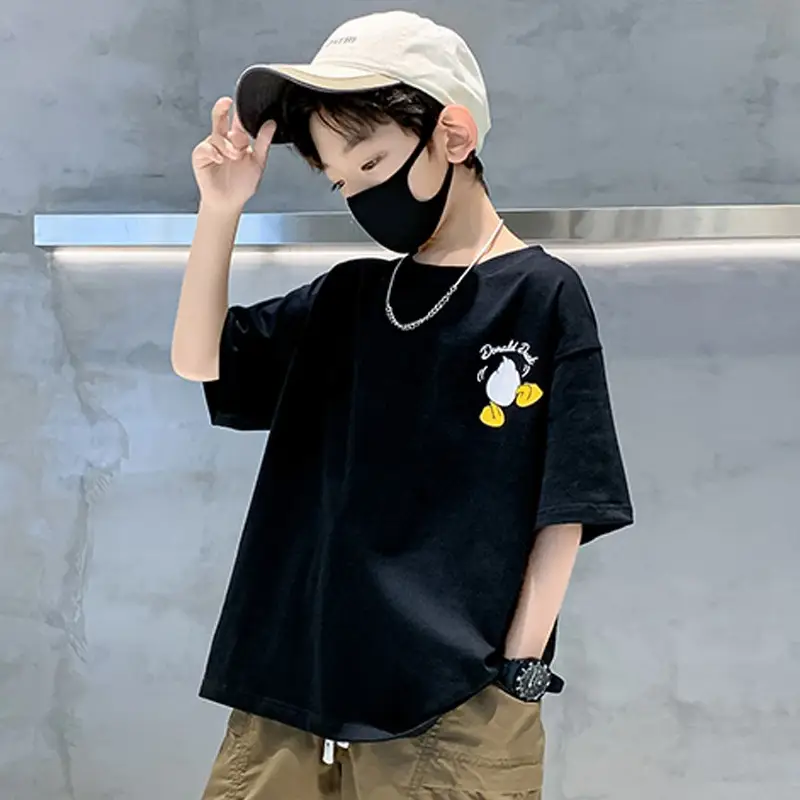 Children Cotton Duck Print T-Shirt Blue 2023 - Image 4