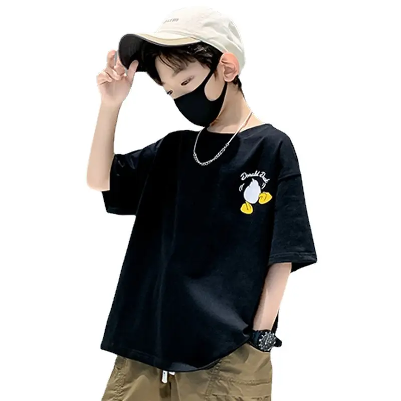 Children Cotton Duck Print T-Shirt Blue 2023 - Image 7