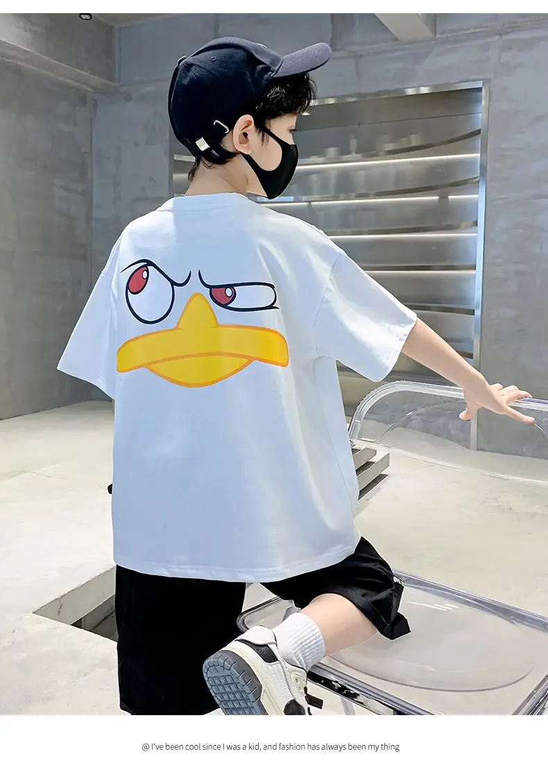 Children Cotton Duck Print T-Shirt Blue 2023 — feature 11