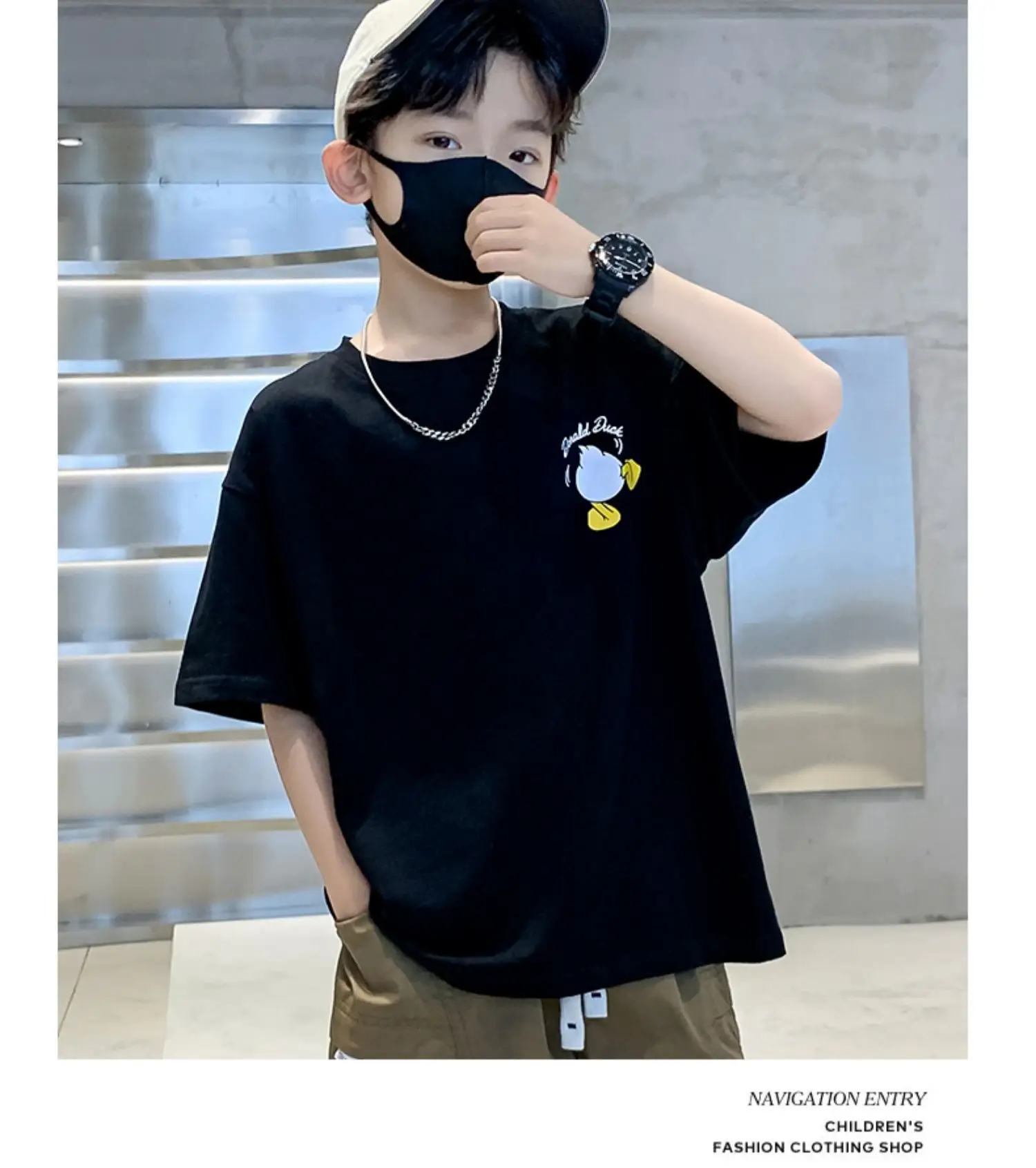 Children Cotton Duck Print T-Shirt Blue 2023 — feature 17
