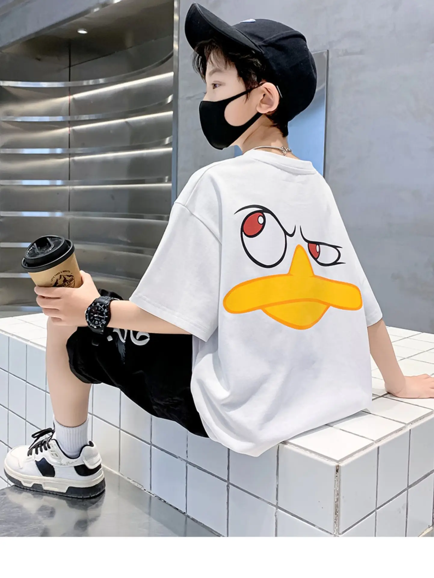 Children Cotton Duck Print T-Shirt Blue 2023 — feature 7