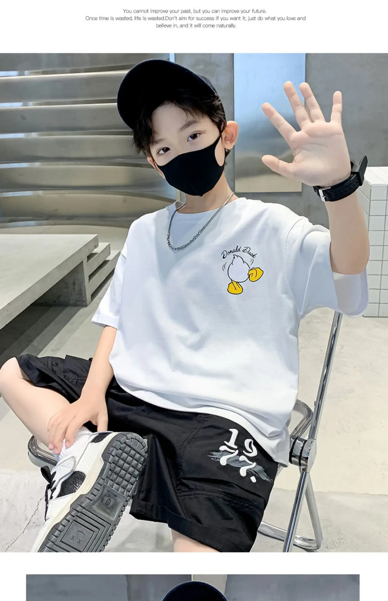 Children Cotton Duck Print T-Shirt Blue 2023 — feature 8