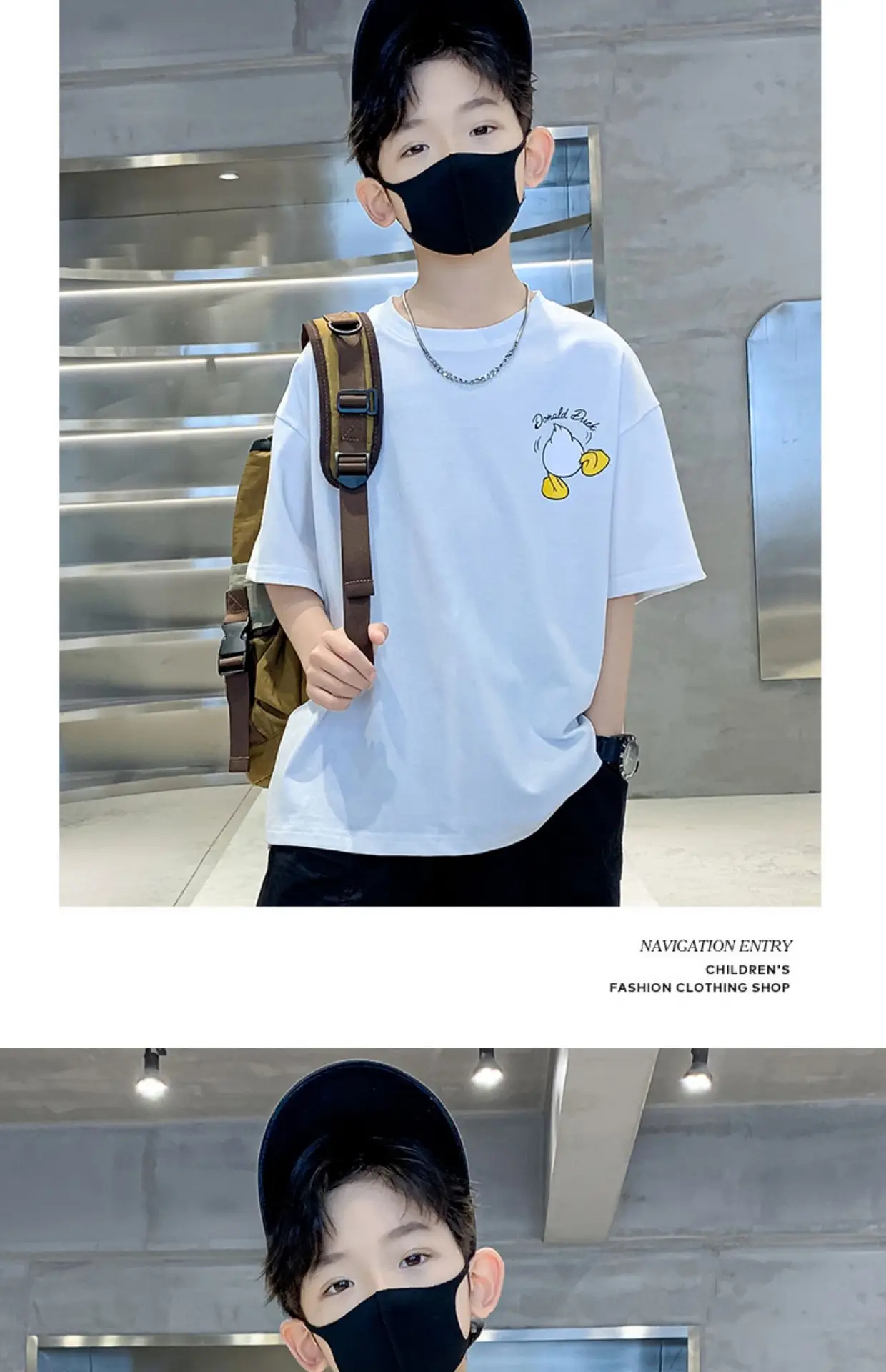 Children Cotton Duck Print T-Shirt Blue 2023 — feature 9