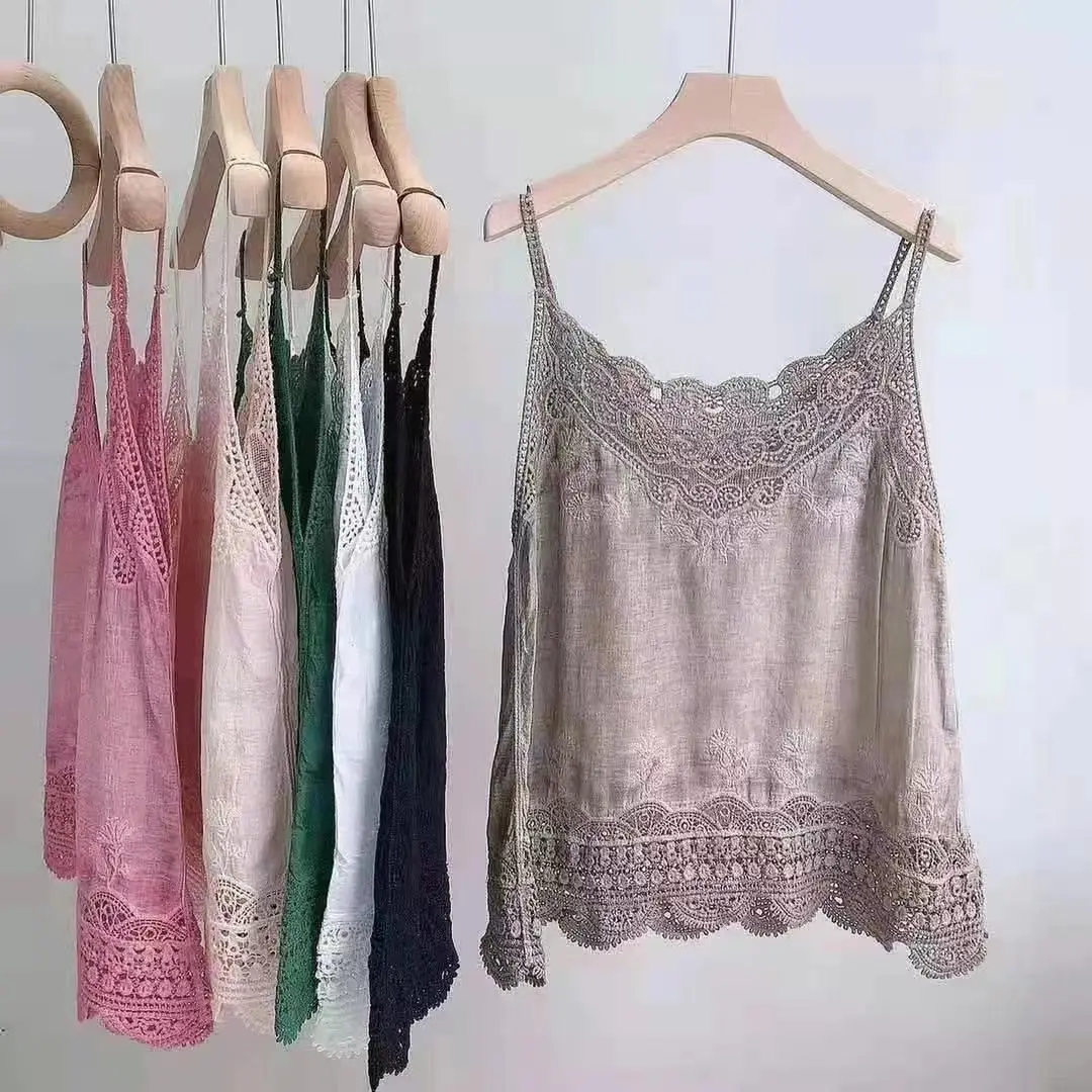 Women's Hollow Embroidered Lace Vest Sleeveless Top - Image 2