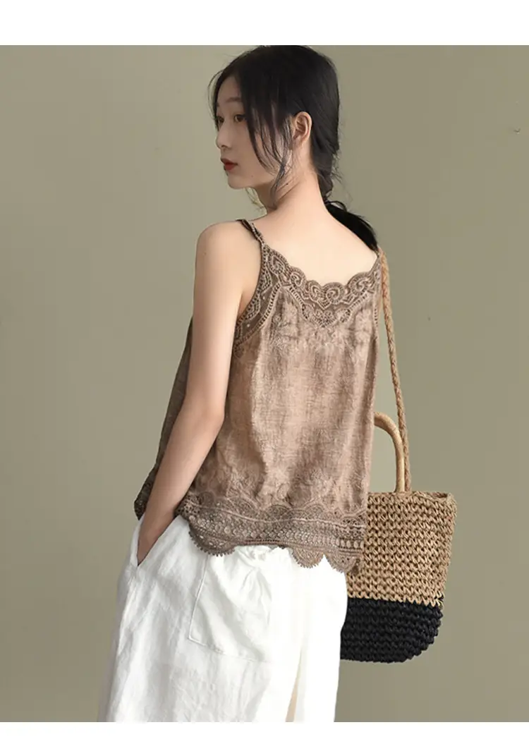 Women's Hollow Embroidered Lace Vest Sleeveless Top — feature 11