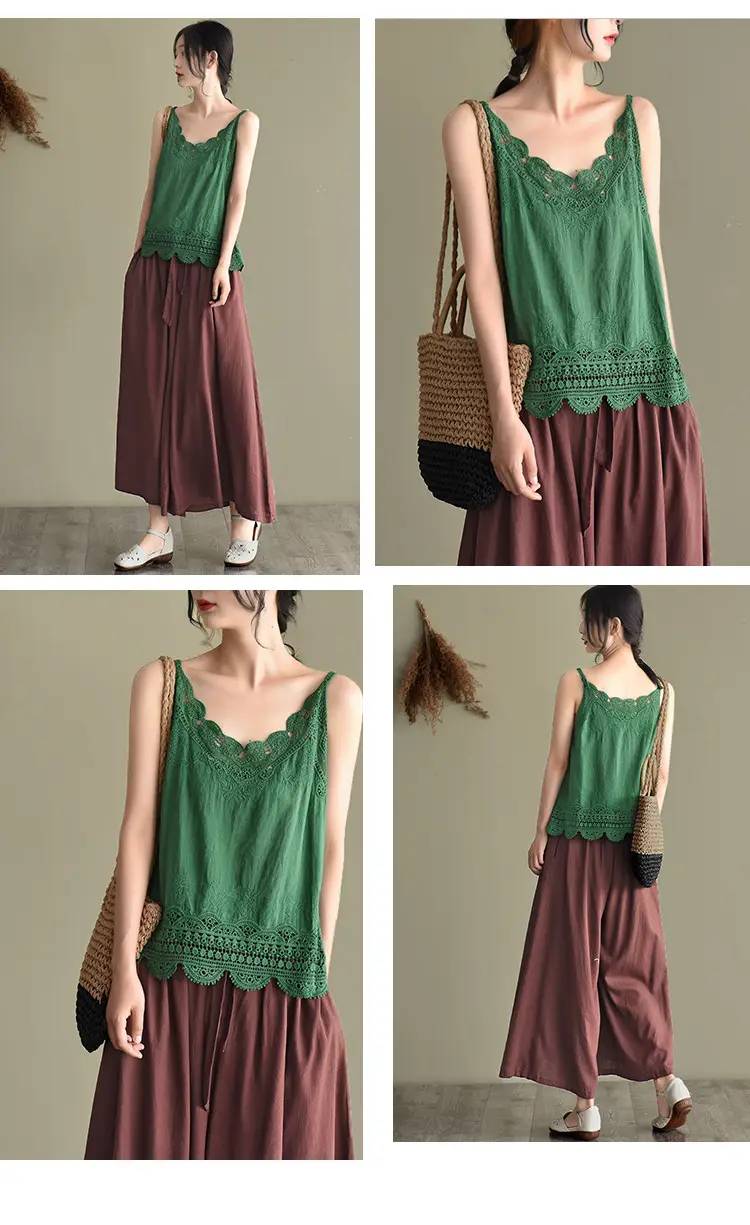 Women's Hollow Embroidered Lace Vest Sleeveless Top — feature 14