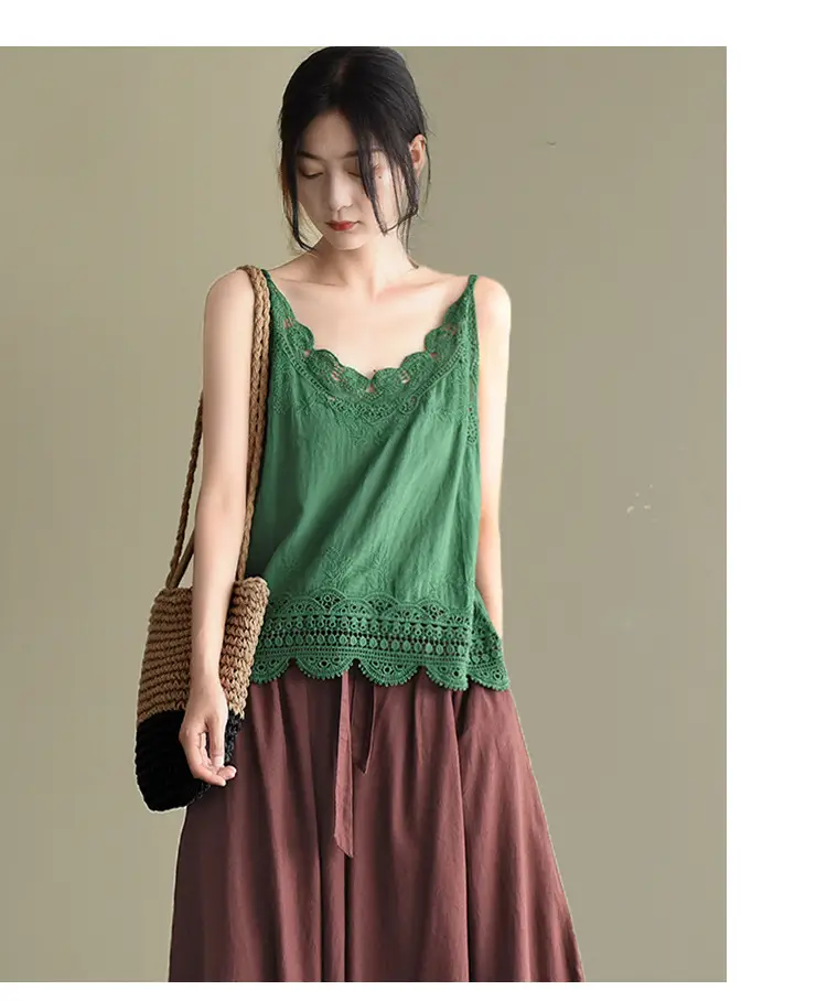 Women's Hollow Embroidered Lace Vest Sleeveless Top — feature 16