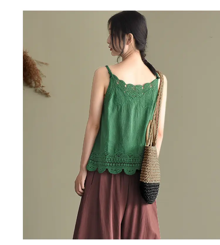 Women's Hollow Embroidered Lace Vest Sleeveless Top — feature 17