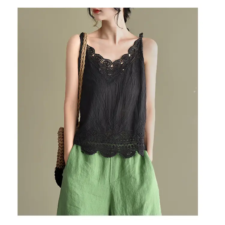 Women's Hollow Embroidered Lace Vest Sleeveless Top — feature 21
