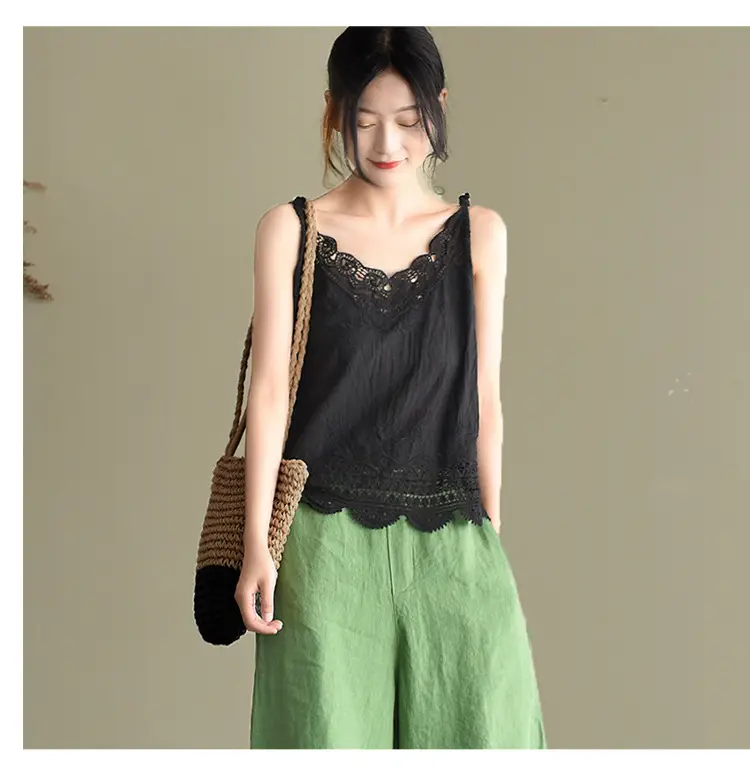 Women's Hollow Embroidered Lace Vest Sleeveless Top — feature 23