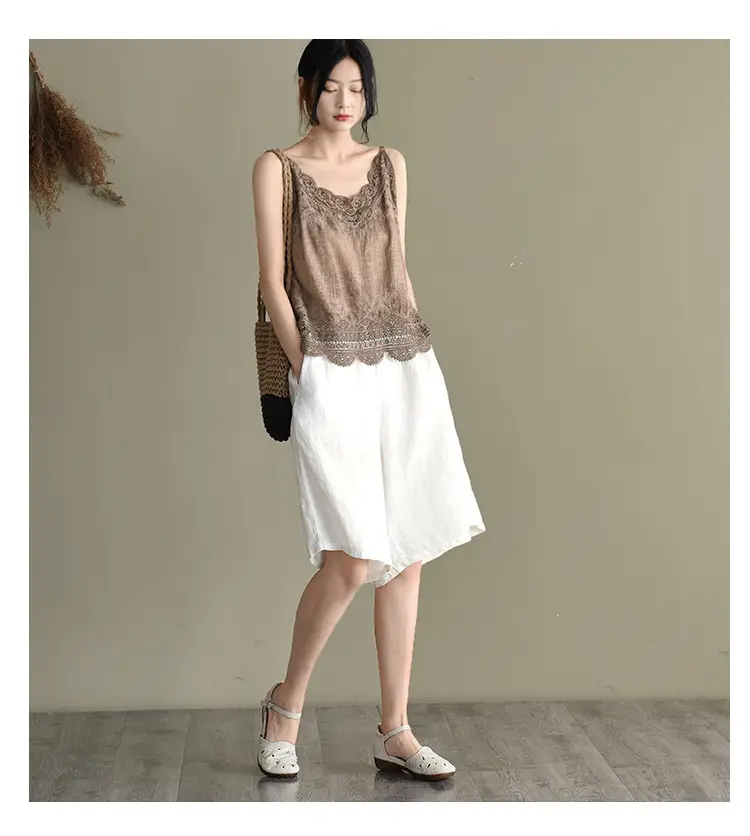 Women's Hollow Embroidered Lace Vest Sleeveless Top — feature 7
