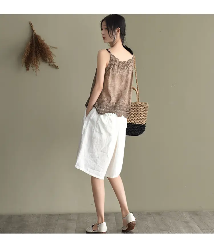 Women's Hollow Embroidered Lace Vest Sleeveless Top — feature 8
