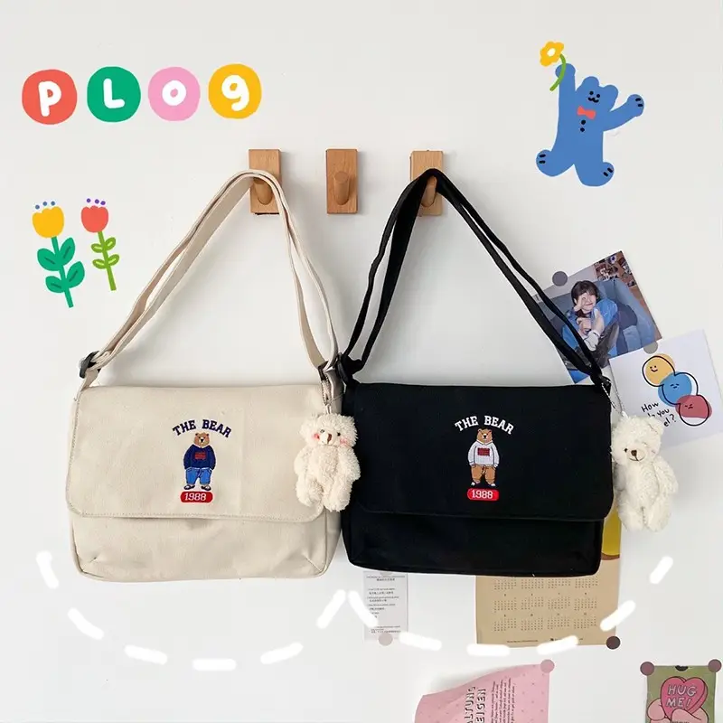 Japanese Style Cartoon Embroidered Crossbody Bag for Women - Image 2