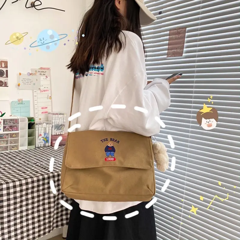 Japanese Style Cartoon Embroidered Crossbody Bag for Women - Image 4