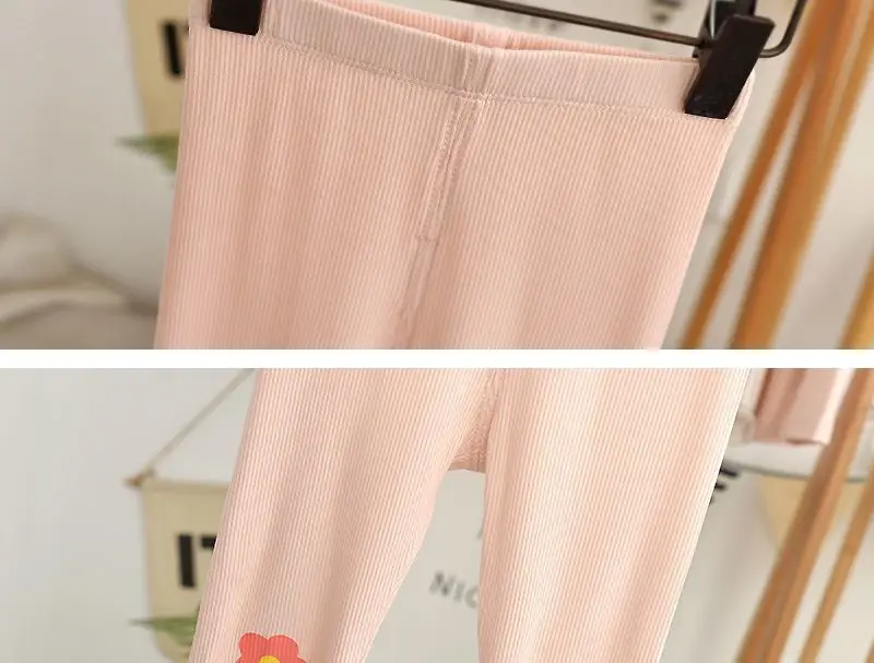 Baby Pink Floral Leggings Slim Fit Girls Capri Pants — feature 12
