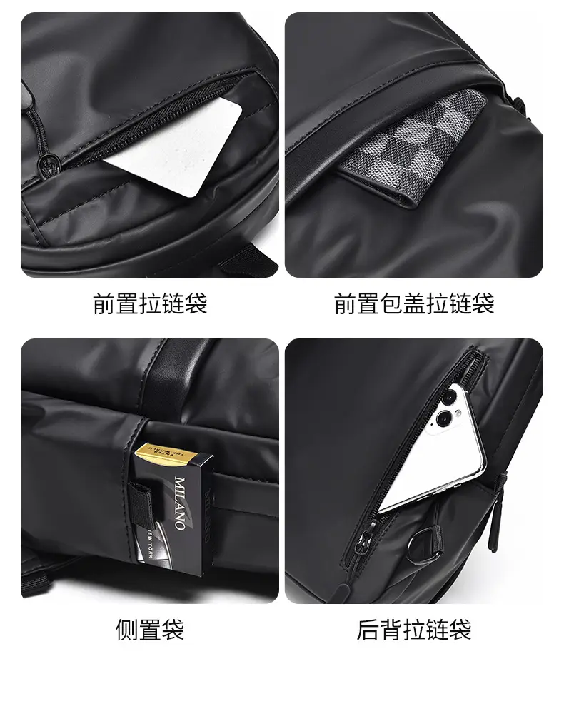 Men's Water-Proof Crossbody Bag with Striped Interior — feature 12
