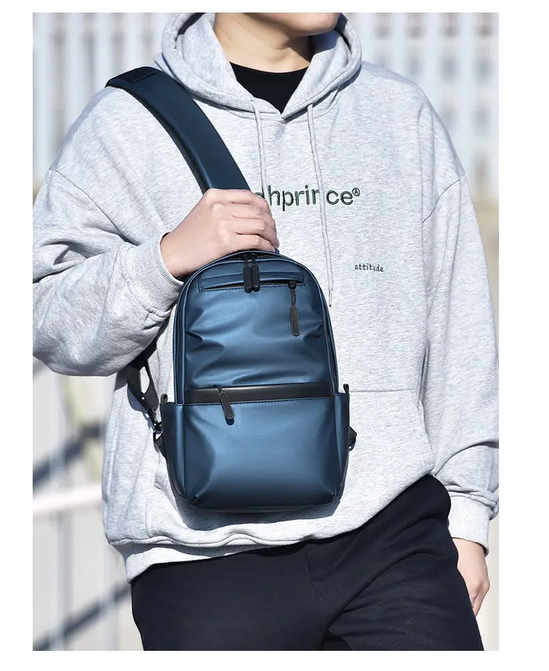 Men's Water-Proof Crossbody Bag with Striped Interior — feature 15