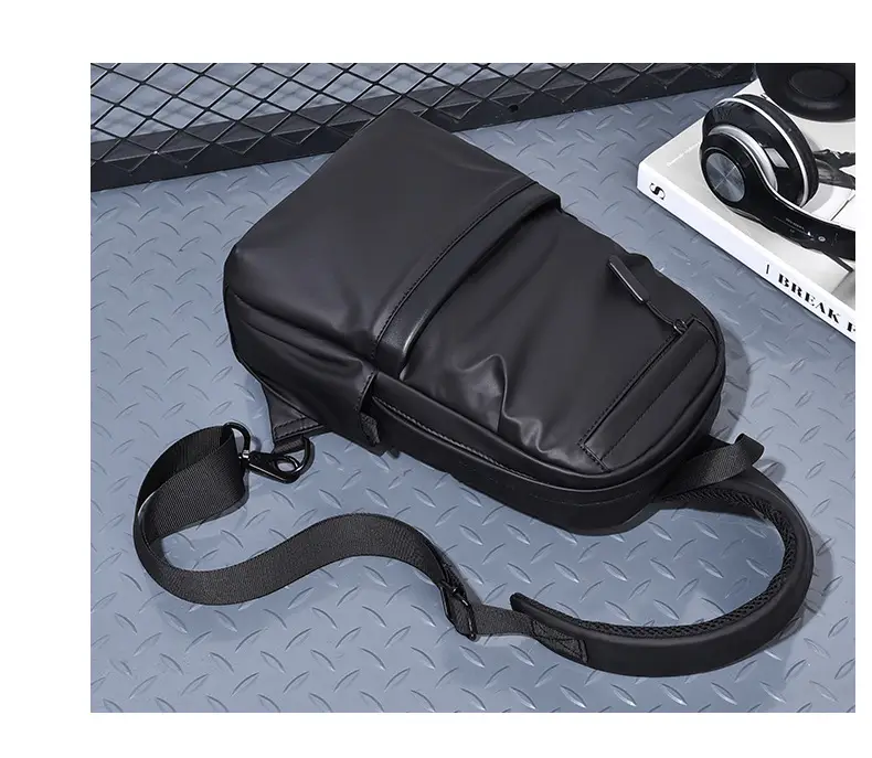 Men's Water-Proof Crossbody Bag with Striped Interior — feature 16