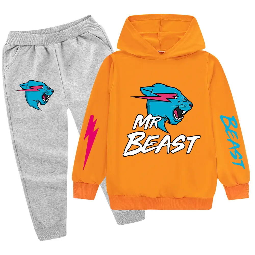 Kids Hoodie Sweatshirt Set Green Black Mr Beast Cartoon - Image 14