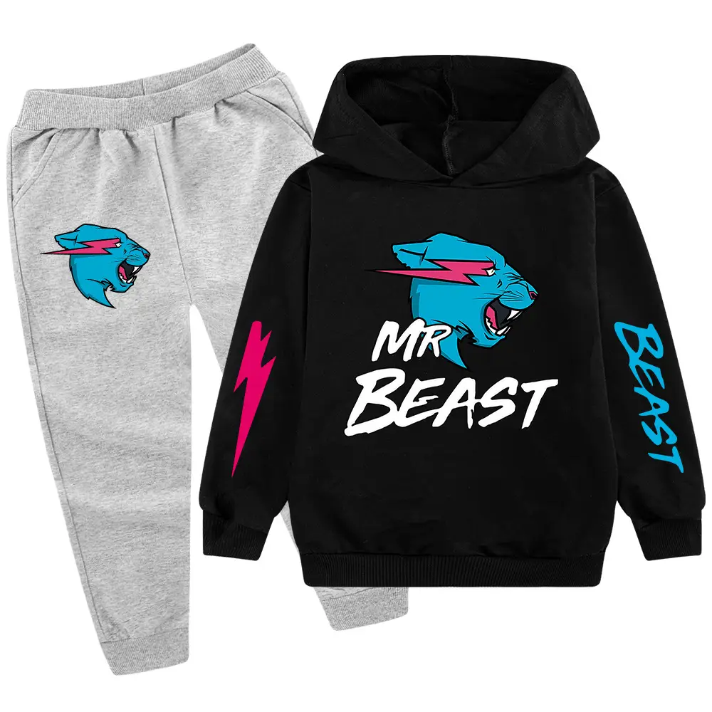 Kids Hoodie Sweatshirt Set Green Black Mr Beast Cartoon — feature 16