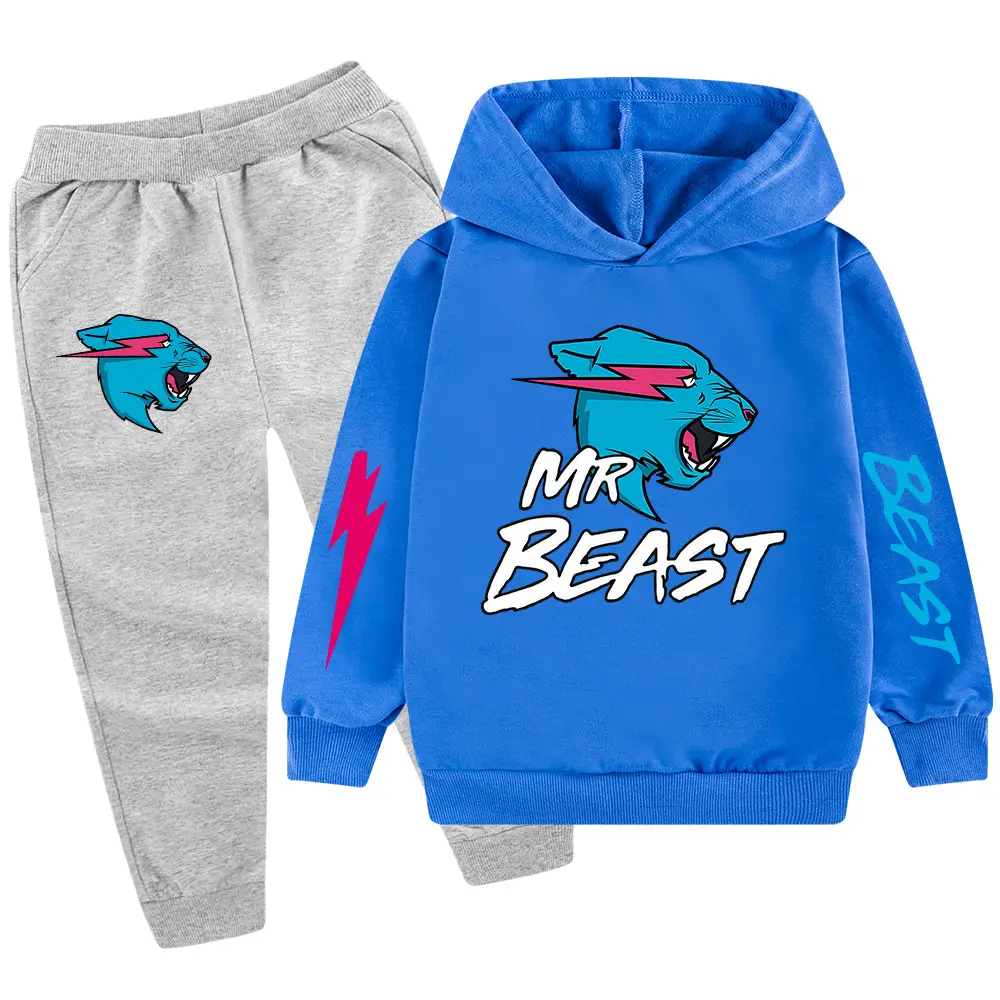 Kids Hoodie Sweatshirt Set Green Black Mr Beast Cartoon — feature 17