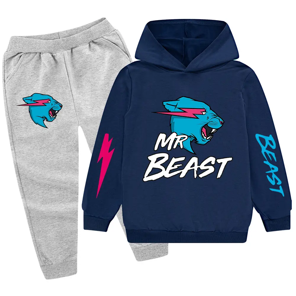 Kids Hoodie Sweatshirt Set Green Black Mr Beast Cartoon — feature 19