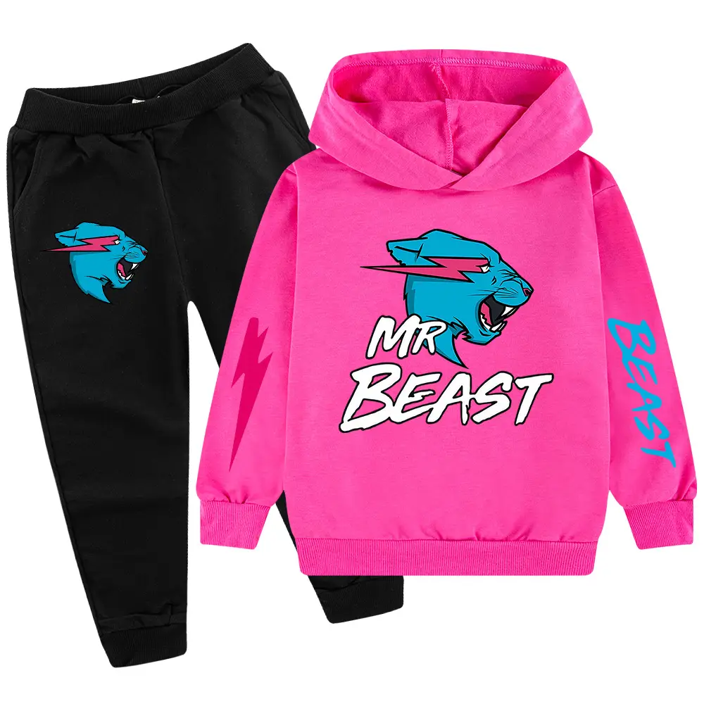 Kids Hoodie Sweatshirt Set Green Black Mr Beast Cartoon - Image 11