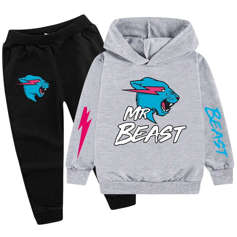 Kids Hoodie Sweatshirt Set Green Black Mr Beast Cartoon - Image 12