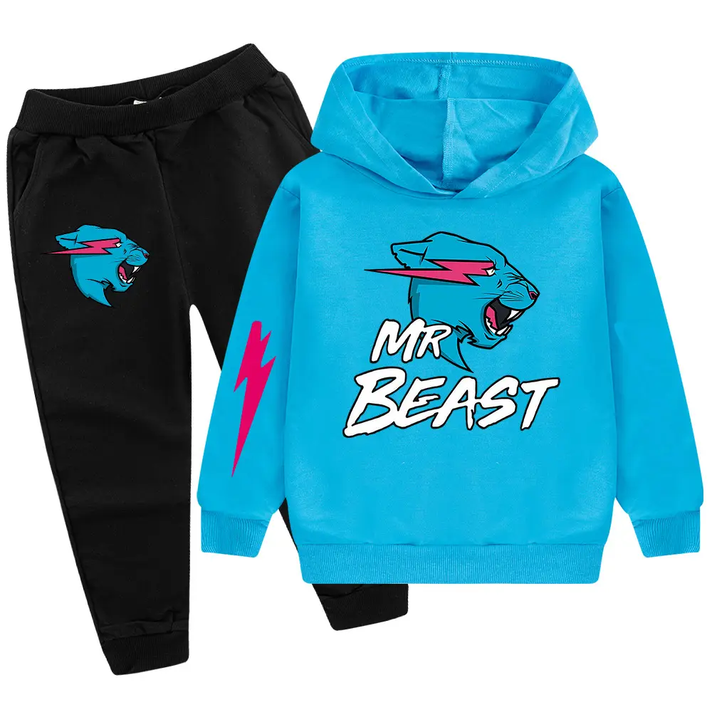 Kids Hoodie Sweatshirt Set Green Black Mr Beast Cartoon - Image 8